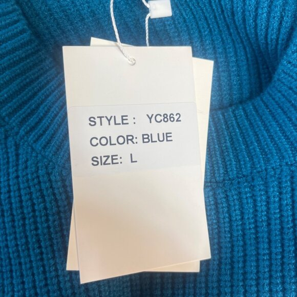 Fashpplar Ribbed Knit Sweater Womens Large Blue New - Picture 7 of 9